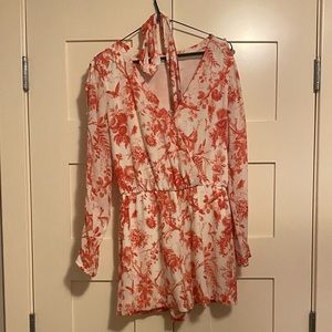 Club Monaco white and orange romper with belt